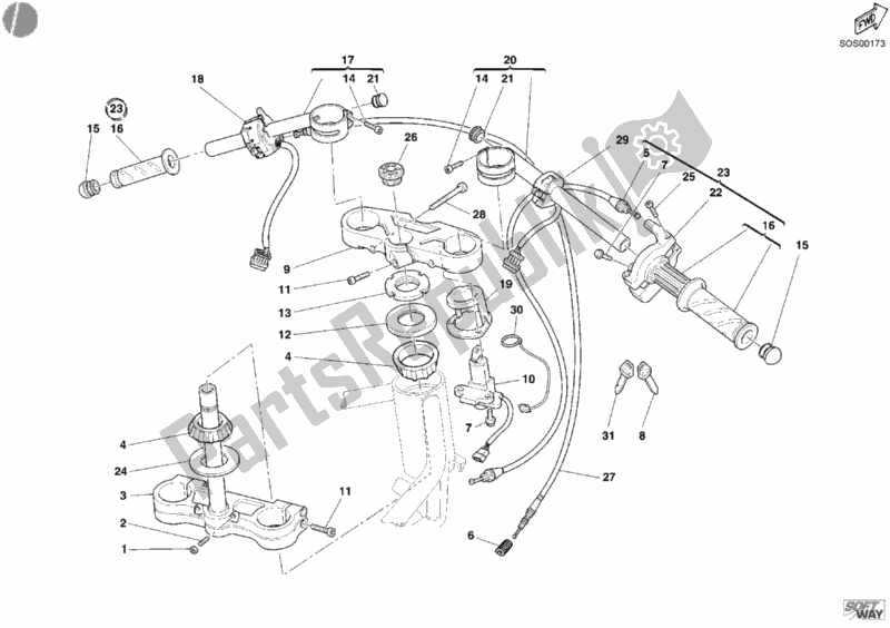 Tutte le parti per il Manubrio del Ducati Supersport 800 SS USA 2005